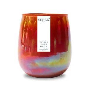 Sehar Living Citrus Oudh Oasis Luxury Soy Candle 50  Hr Burn Time Uplifting Aromatherapy and Eco-Friendly Gift