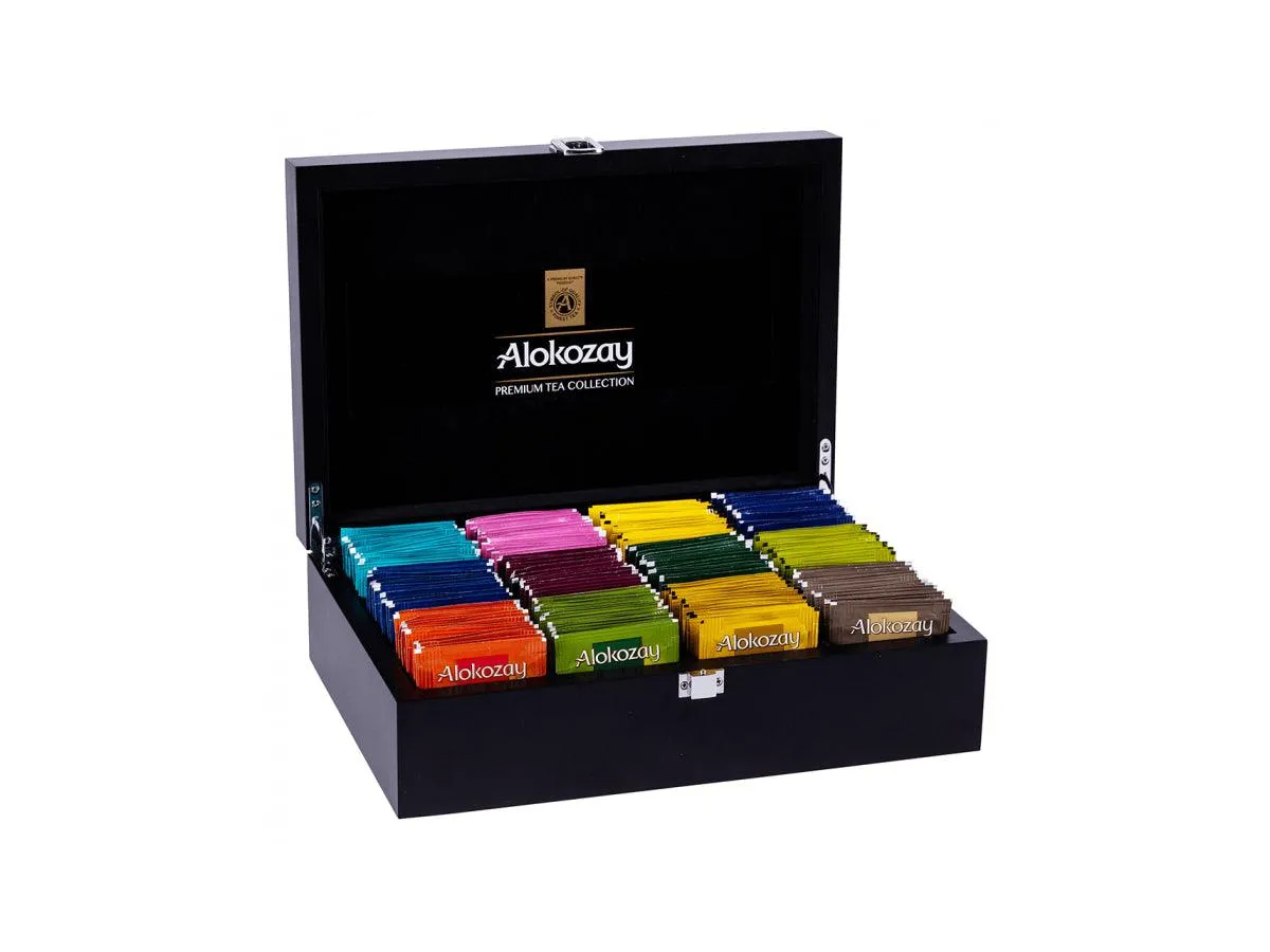 Alokozay Wooden Tea Box 12 Compartment – 144 Assorted Tea Bags