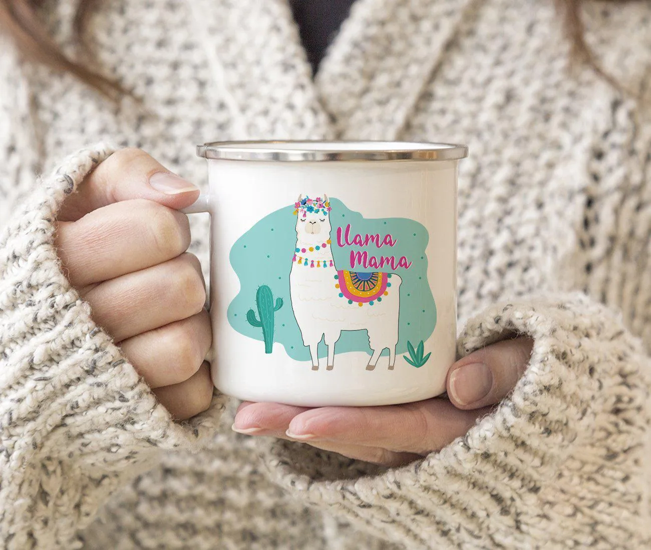 Andaz Press 11oz Llama and Cactus Baby Shower Party Campfire Metal Coffee Mug