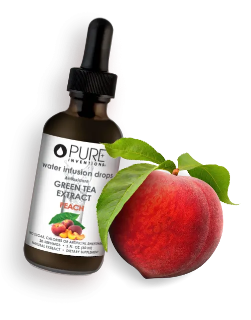 Antioxidant Green Tea Extract Water Infusion Drops - Peach | Pure Inventions