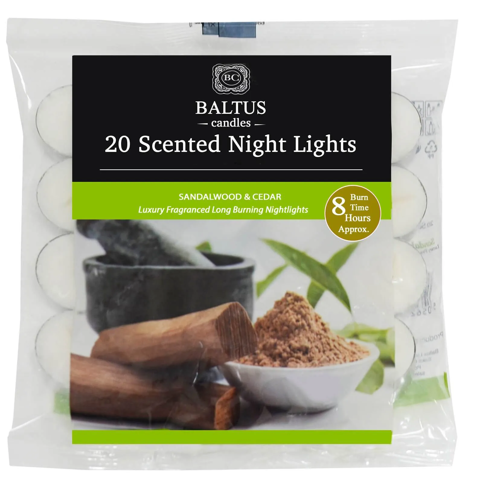 Baltus 20 Pack of Scented Tealight Night Lights Candles 8hr Burn