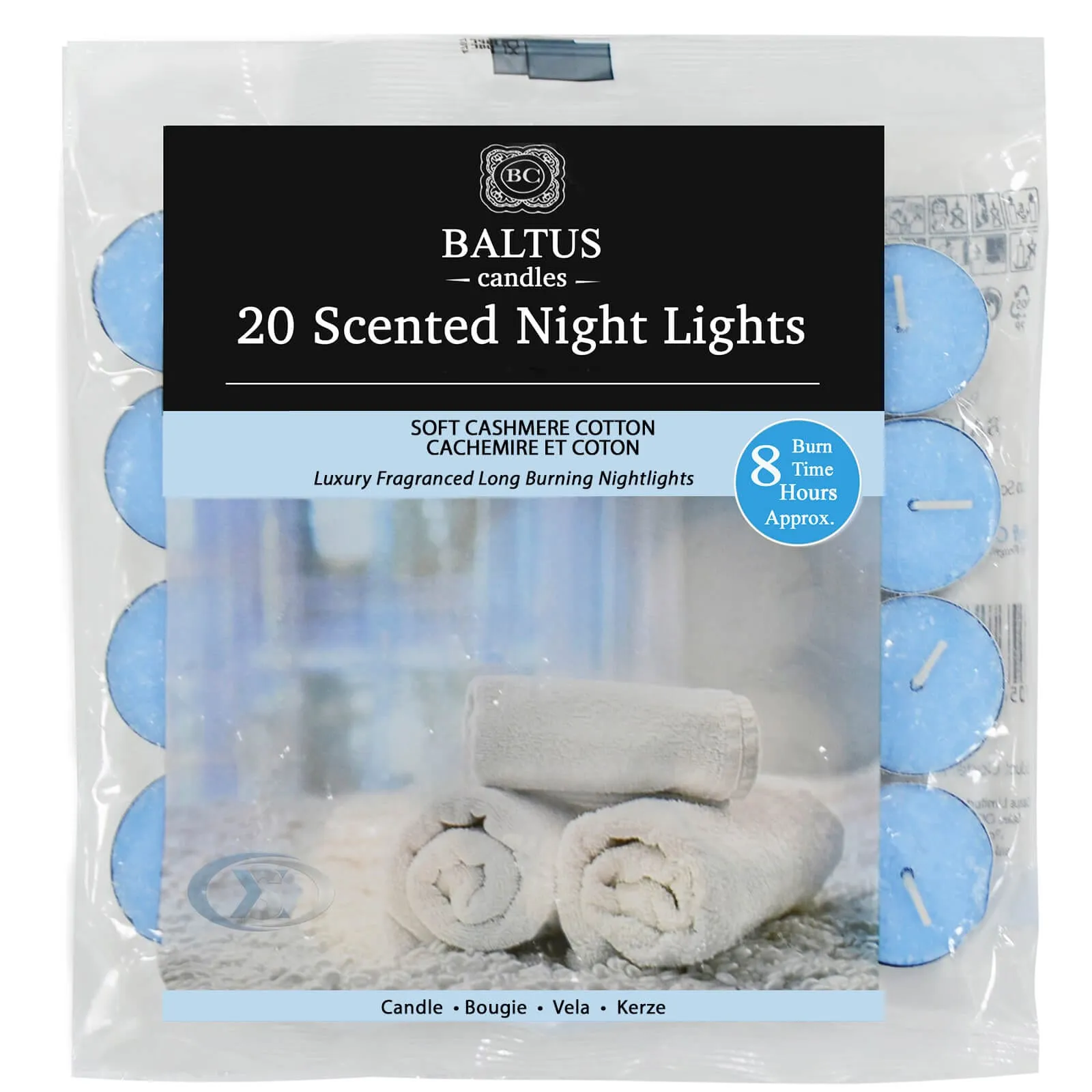 Baltus 20 Pack of Scented Tealight Night Lights Candles 8hr Burn