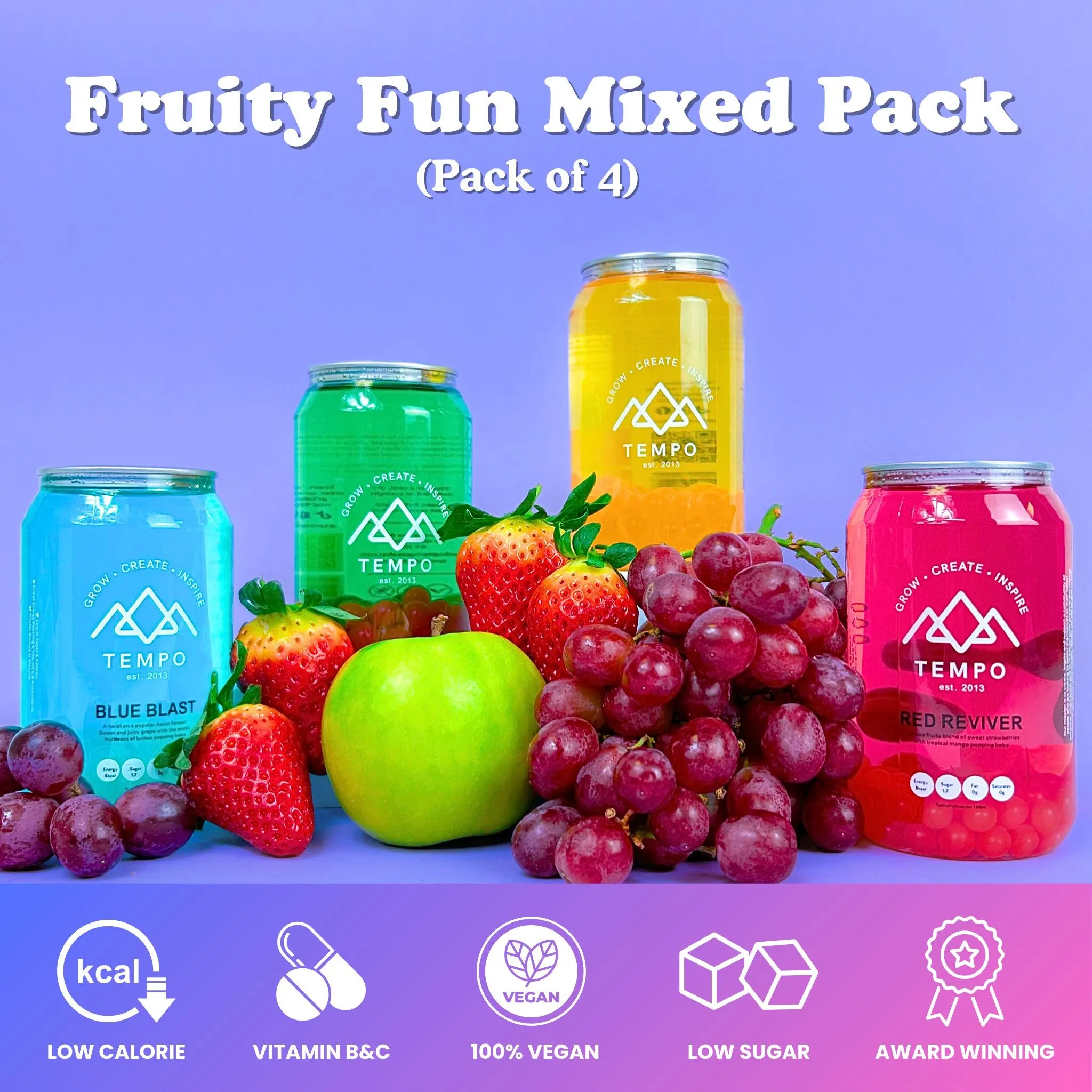 Bubble Tea Cans | Fruity Fun - Mixed 4 Pack