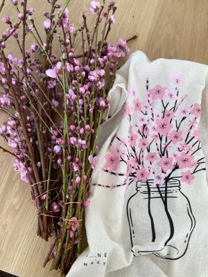 Cherry Blossom Flour Sack Dish Towel