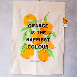 Cutter and Squidge Orange Tea Towel