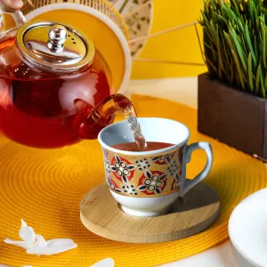 Elegant Tea Cup and Saucer Set - 6PC | Regal Flower | Cotton Home