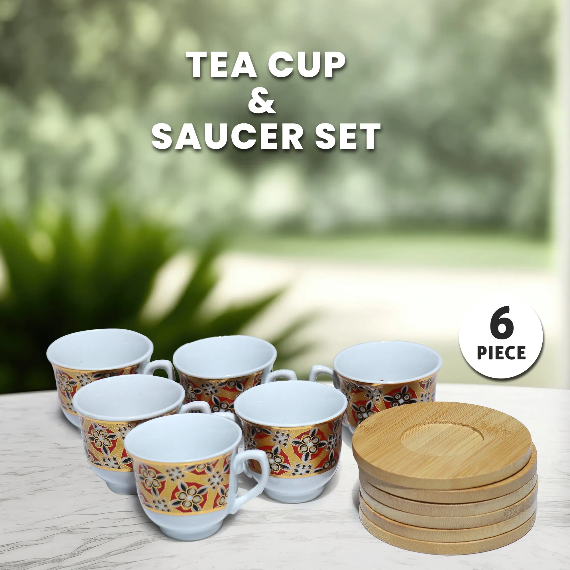 Elegant Tea Cup and Saucer Set - 6PC | Regal Flower | Cotton Home