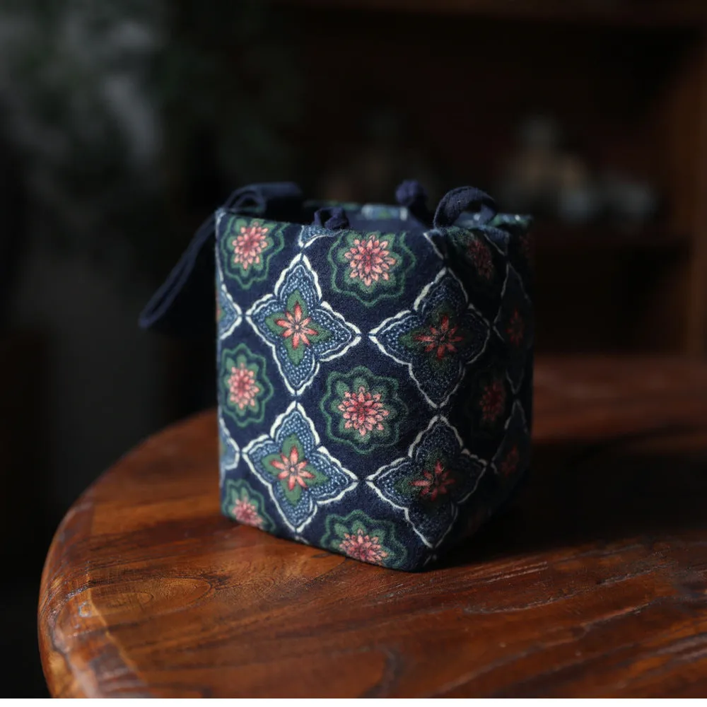 Gohobi Floral Old Pattern Teaware Storage Travel Bag