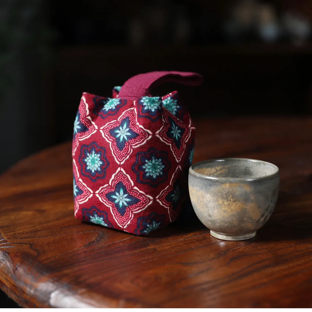 Gohobi Floral Old Pattern Teaware Storage Travel Bag