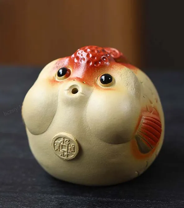 Gohobi Handmade Ceramic YiXing Clay Goldfish Ornament Tea pet