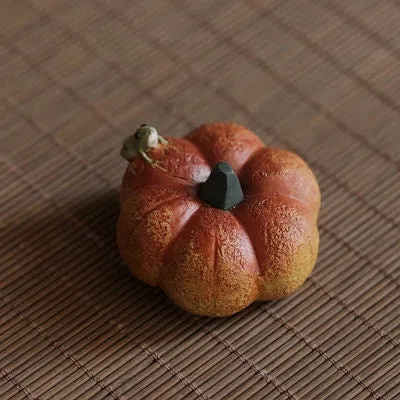 Gohobi Handmade Ceramic YiXing Clay Pumpkin and Frog Ornament