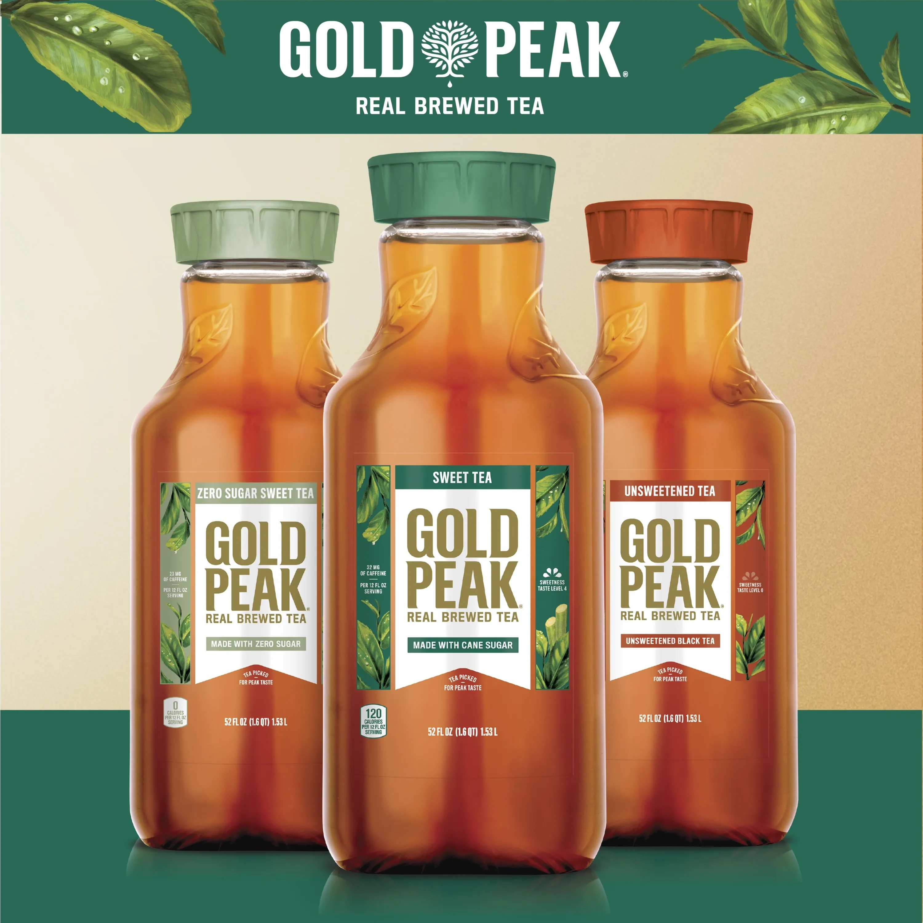 Gold Peak Real Brewed Tea Sweet Black Iced Tea Drink, 52 fl oz