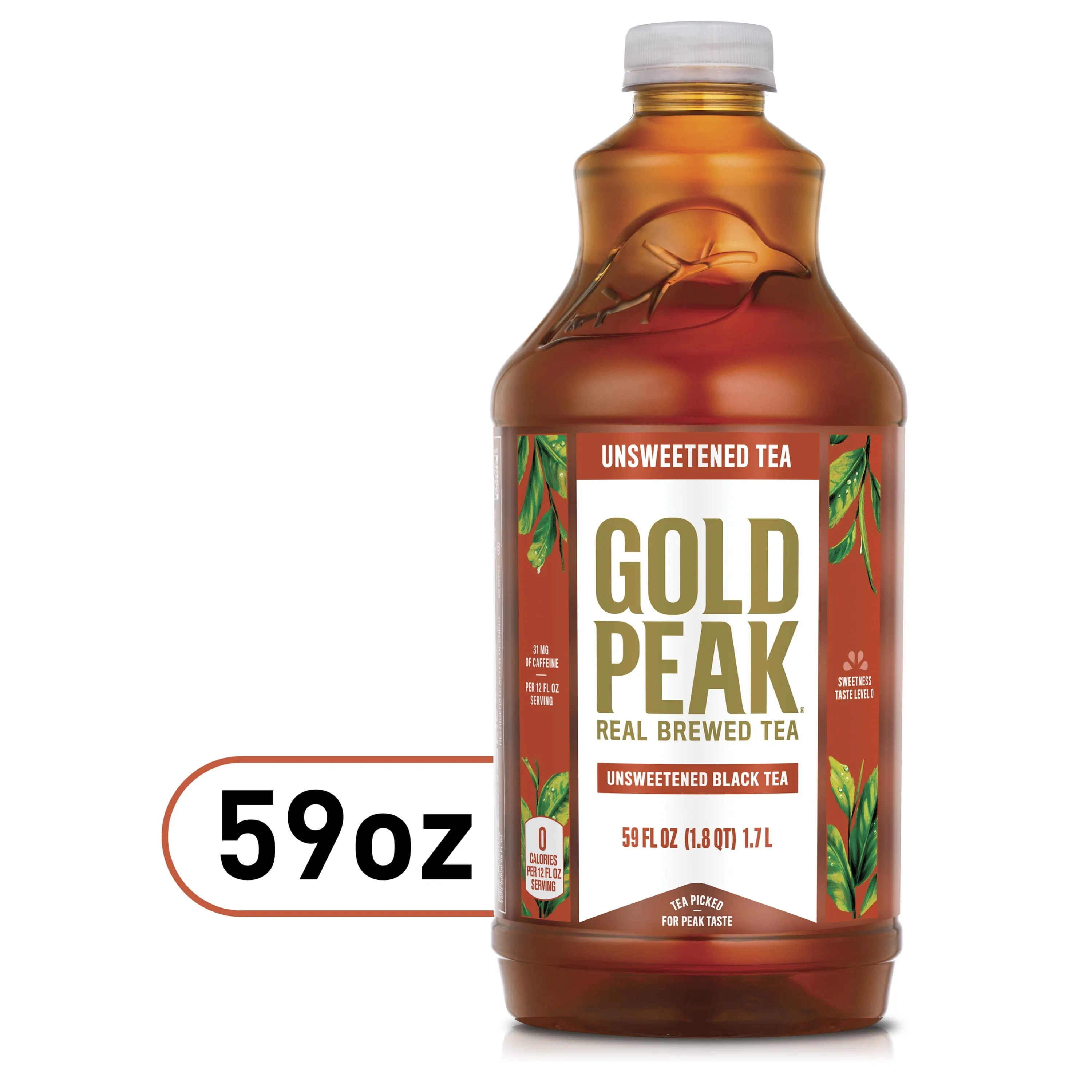 Gold Peak Real Brewed Tea Unsweetened Black Tea Drink, 59 fl oz