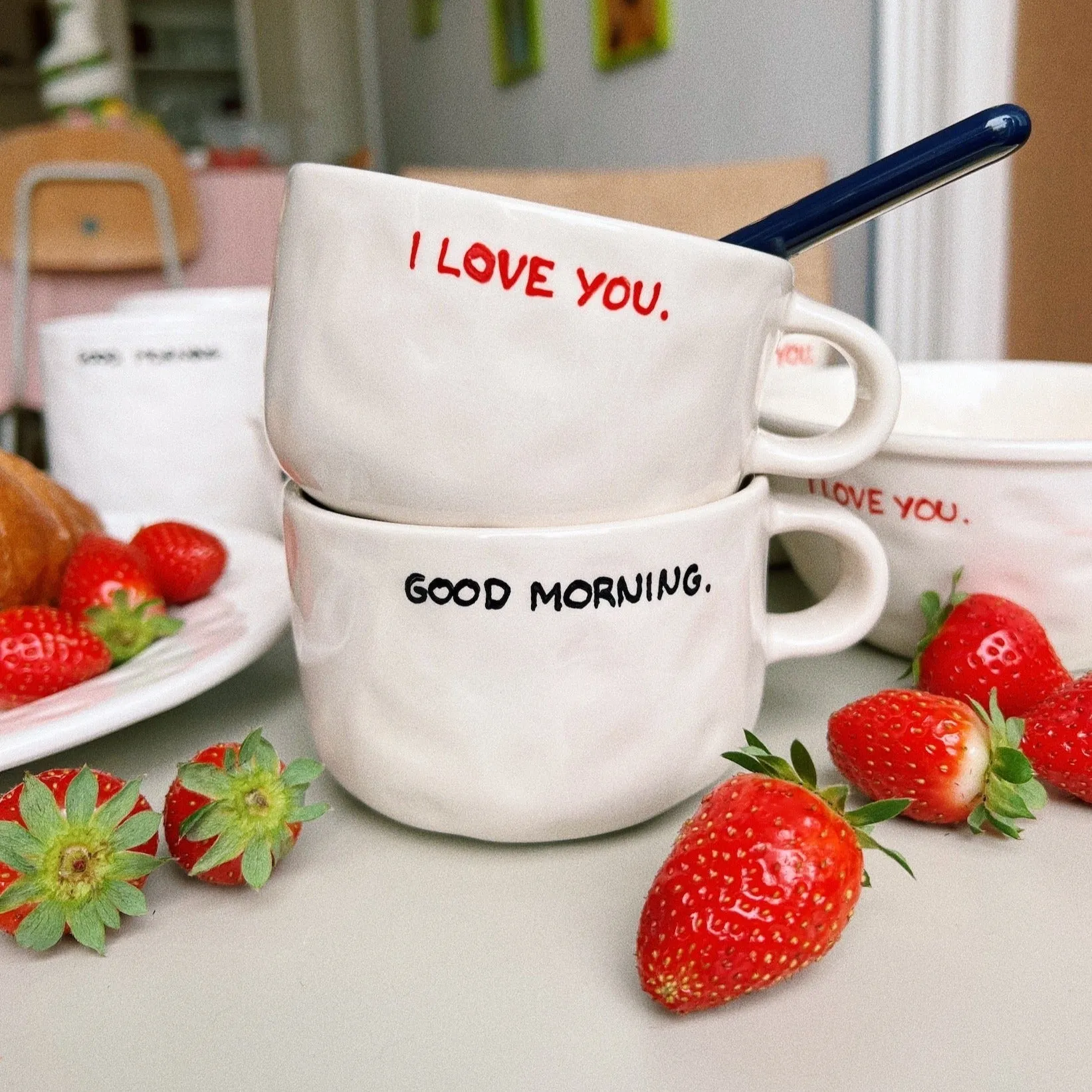 'Good Morning' Ceramic Cappuccino Mug | White