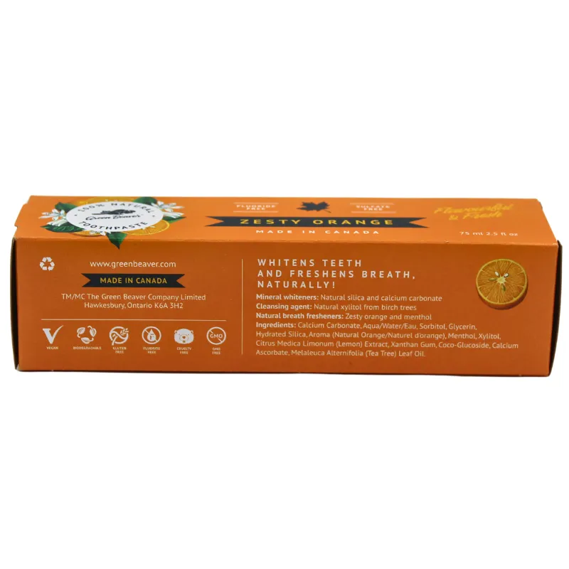 Green Beaver Fluoride-Free Toothpaste Zesty Orange 2.5oz