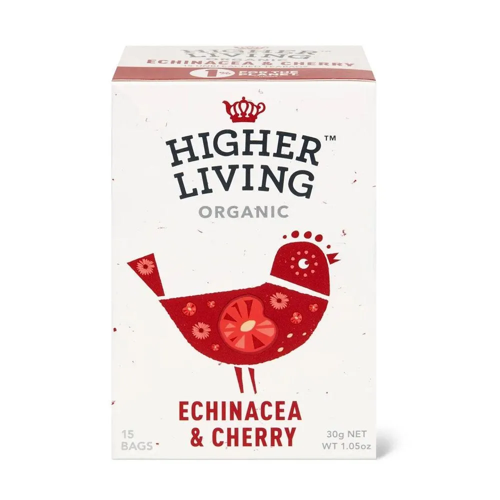 Higher Living Organic Tea -  Echinacea & Cherry 30g (15 Teabags)