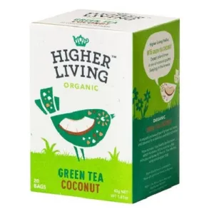 Higher Living Organic Tea - Green Tea Coconut 40g (20 Teabags)