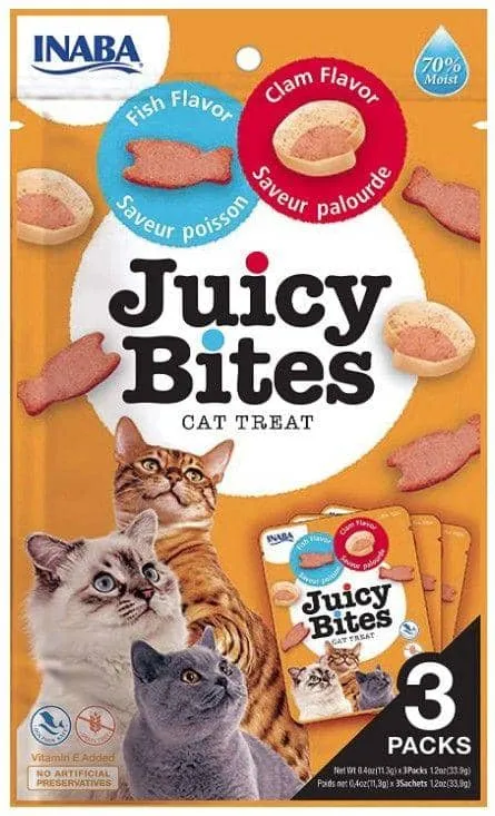 Inaba Juicy Bites Cat Treat Fish and Clam Flavor - 3 count