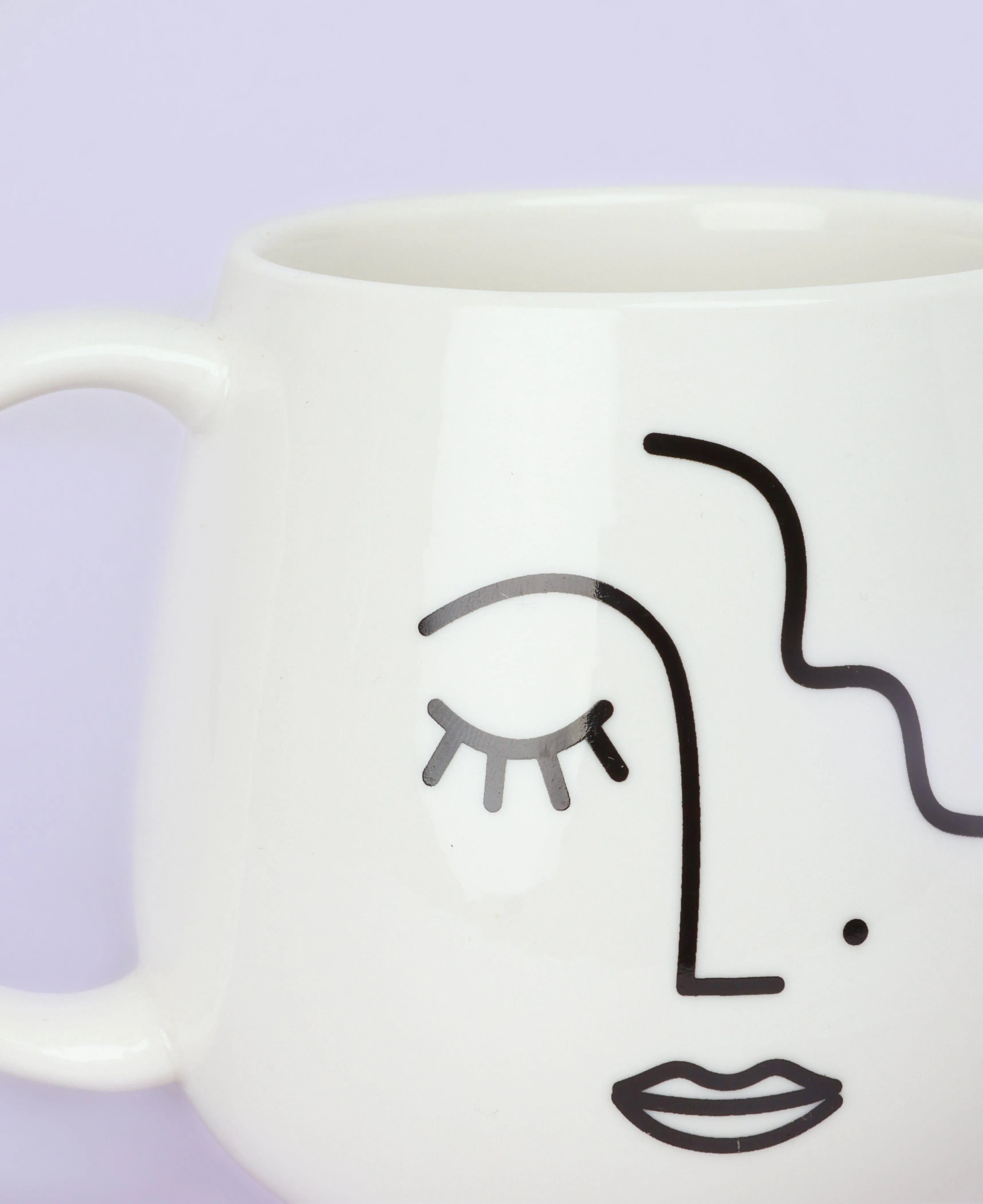 Large Mug with Abstract Face Design