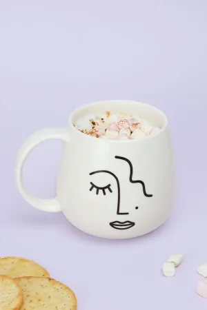 Large Mug with Abstract Face Design