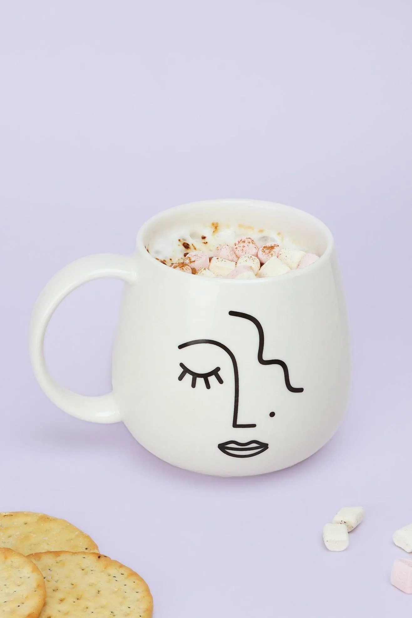 Large Mug with Abstract Face Design