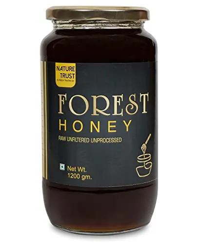 Nature Trust Raw Organic Forest Honey,1200 Gram, Wild, Unprocessed, Unheated, Non Pasteurized, Original Honey 100% Pure and Natural (1.2 Kg)