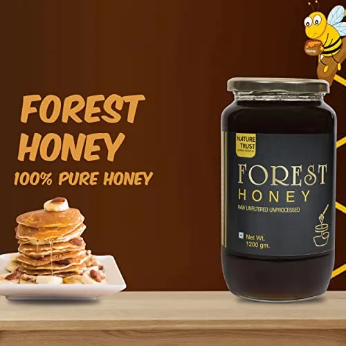 Nature Trust Raw Organic Forest Honey,1200 Gram, Wild, Unprocessed, Unheated, Non Pasteurized, Original Honey 100% Pure and Natural (1.2 Kg)