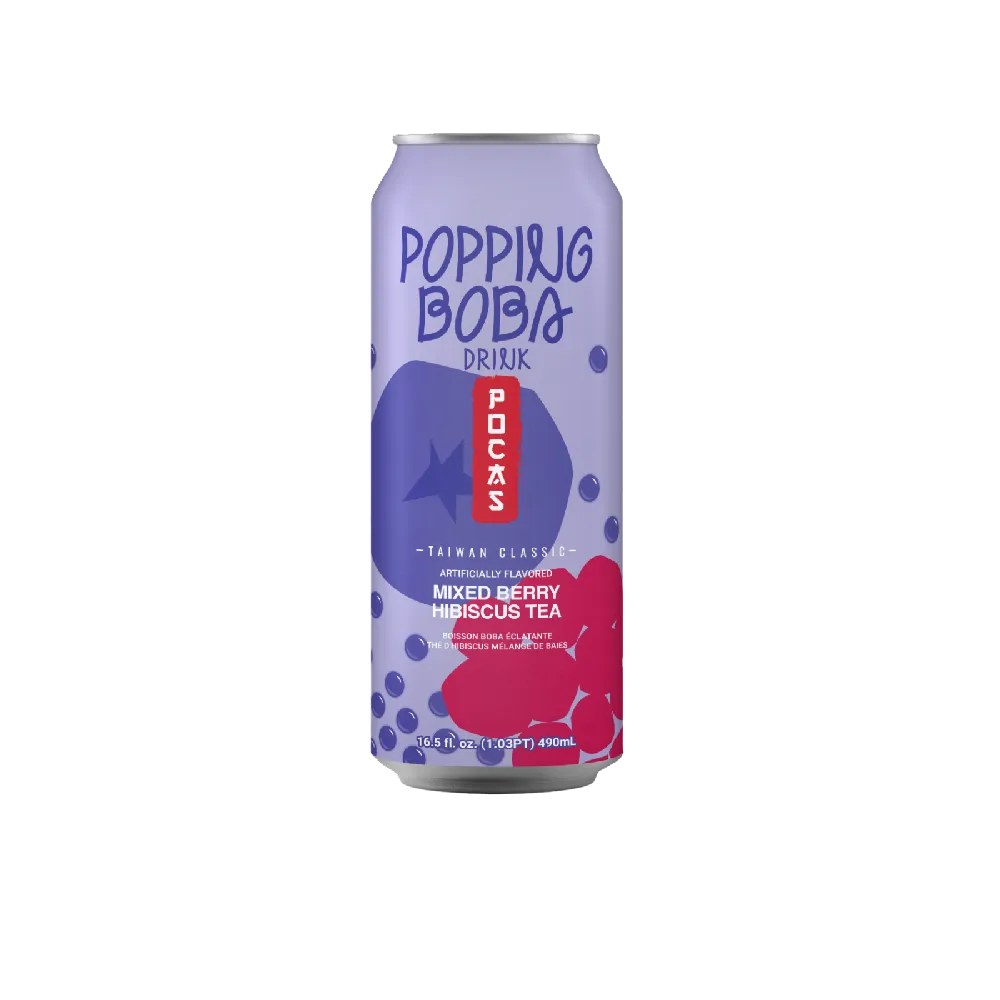 POCAS Popping Boba Drink - Mixed Berry & Hibiscus Tea, 490ml