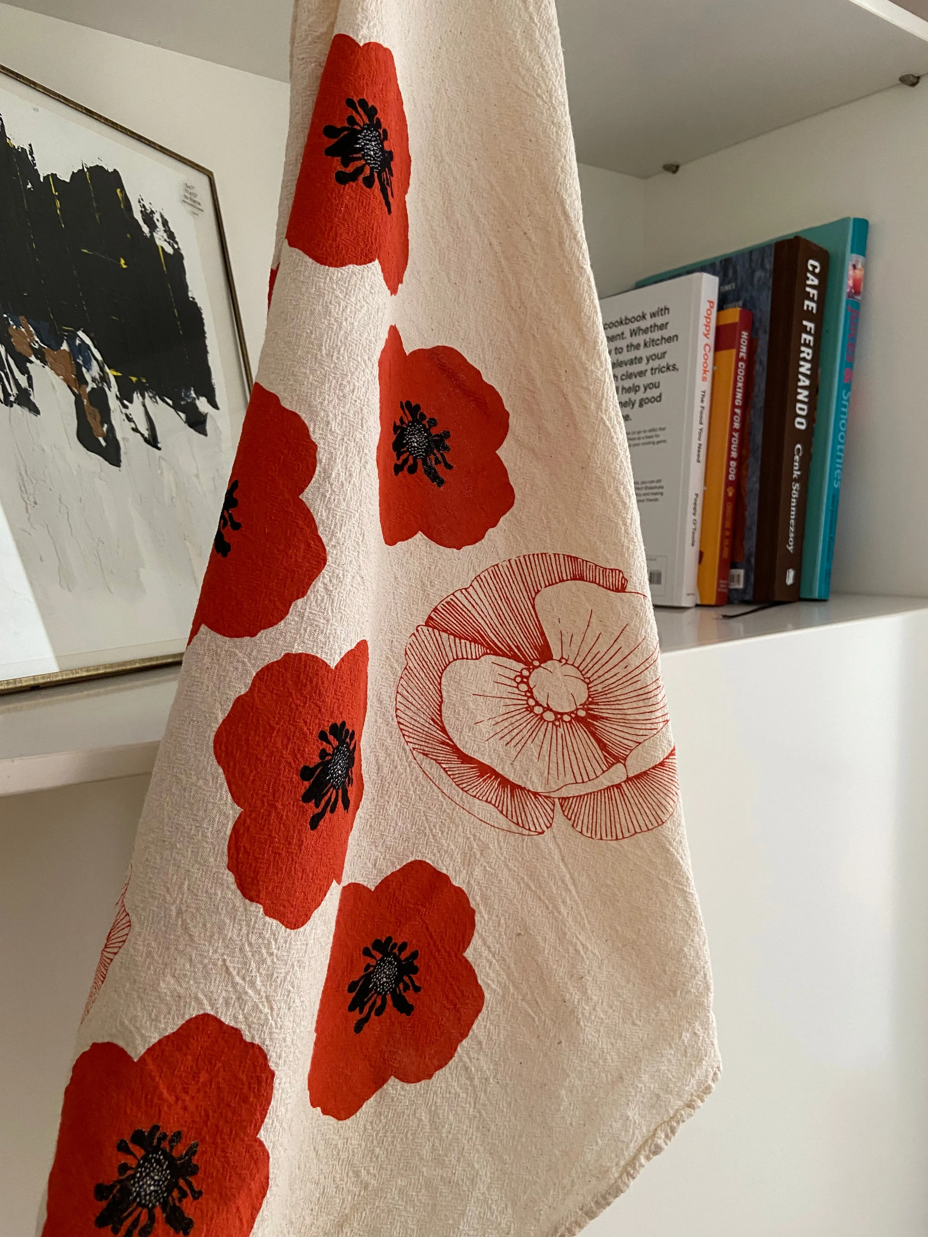 Poppy Flower Flour Sack Dish Towel