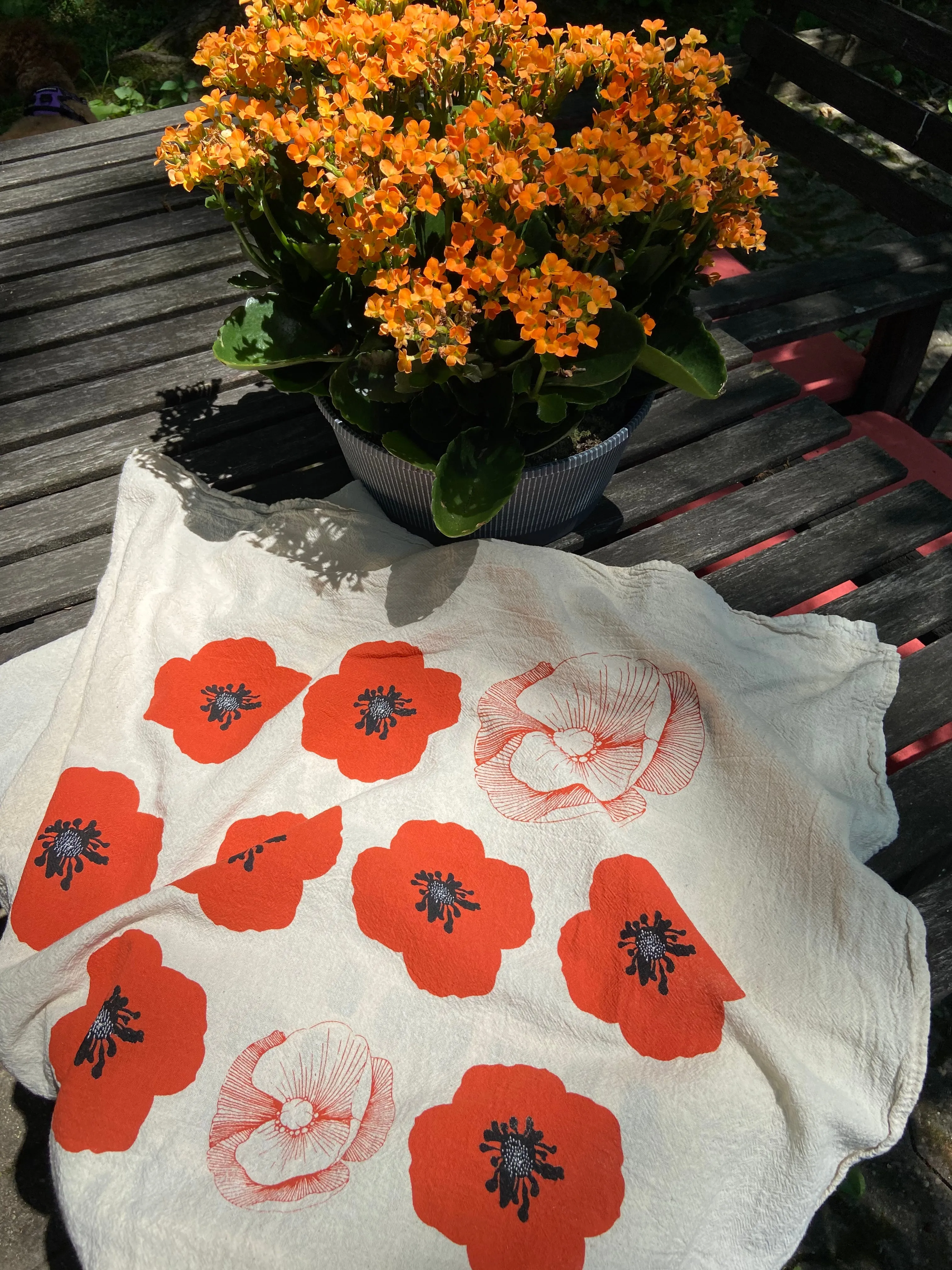 Poppy Flower Flour Sack Dish Towel