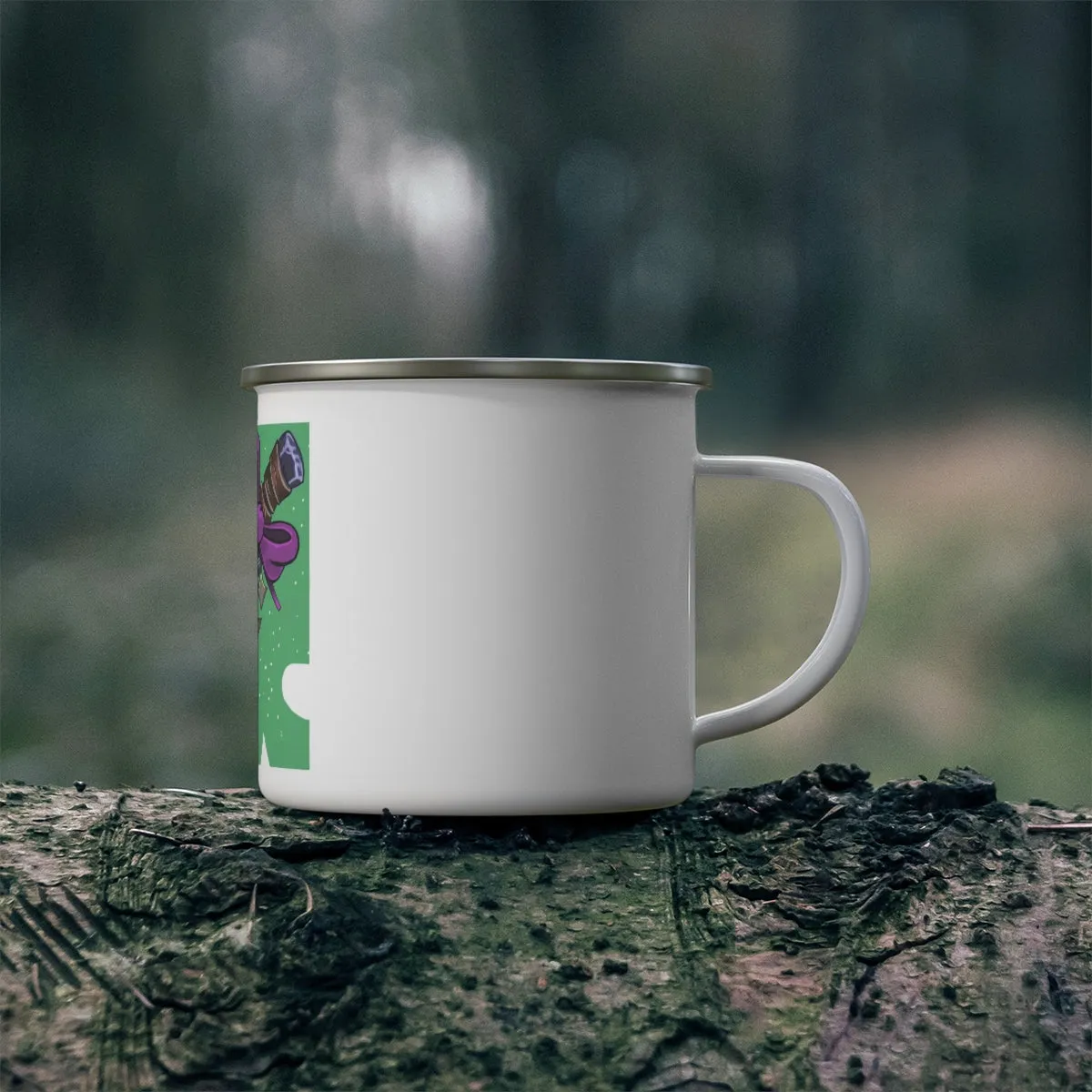 Purple Ribbon and Dagger Enamel Camping Mug