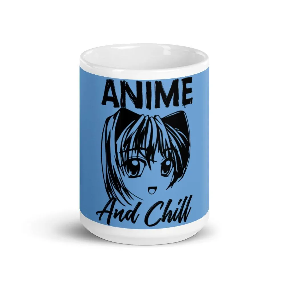 "Anime and Chill-Excited" Mug (Light Blue)