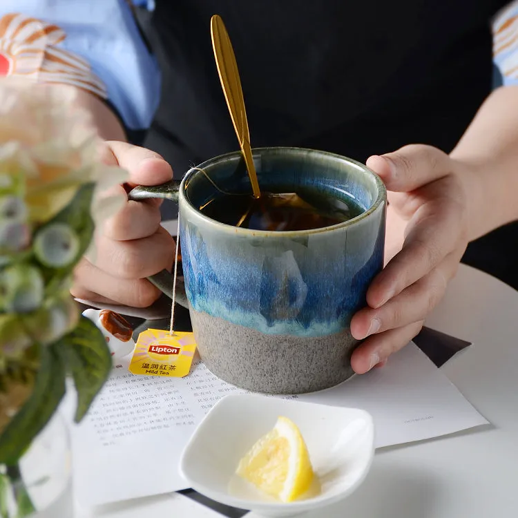 Retro Japanese Blue and Grey Coffee Mug