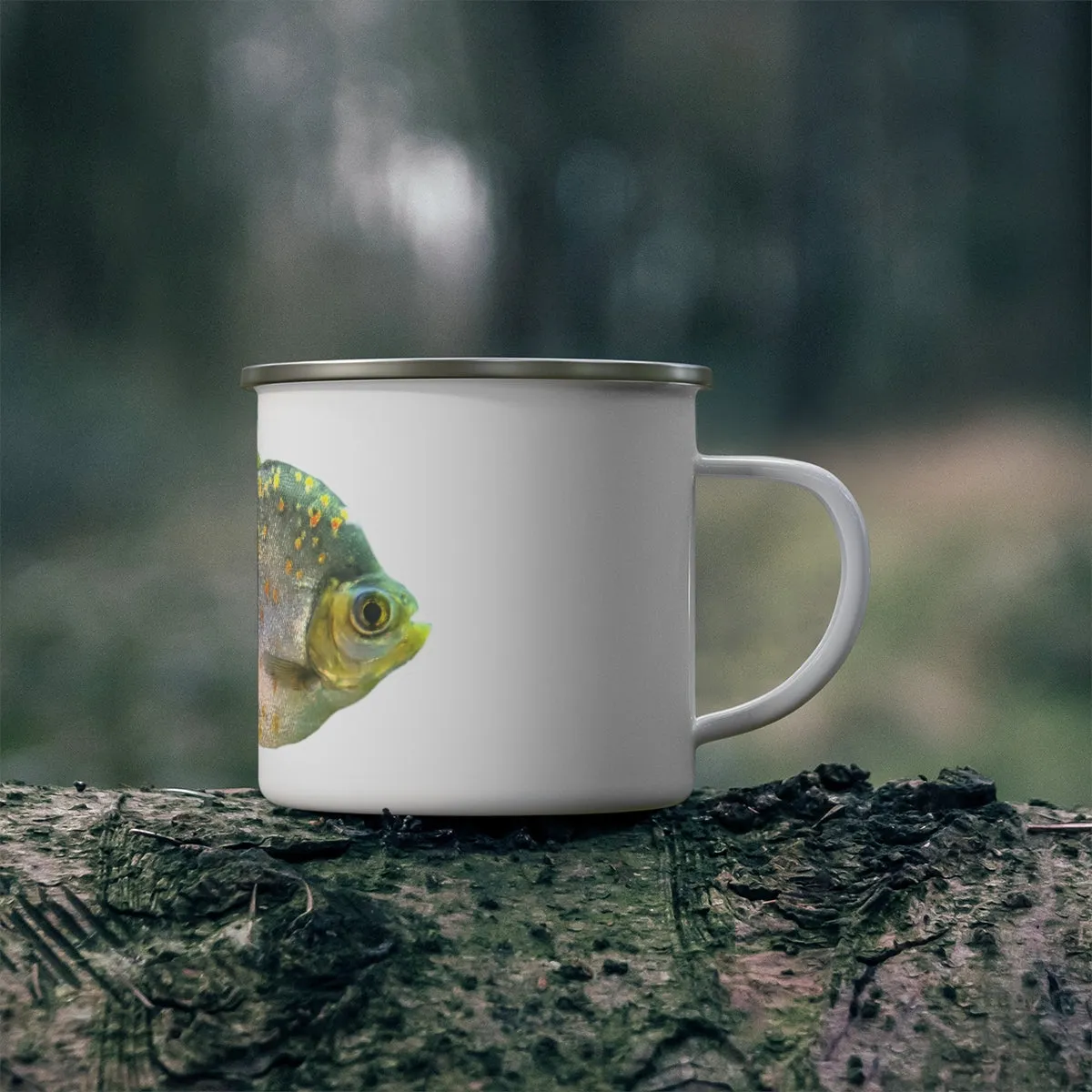 Silver and Spec Fish Enamel Camping Mug