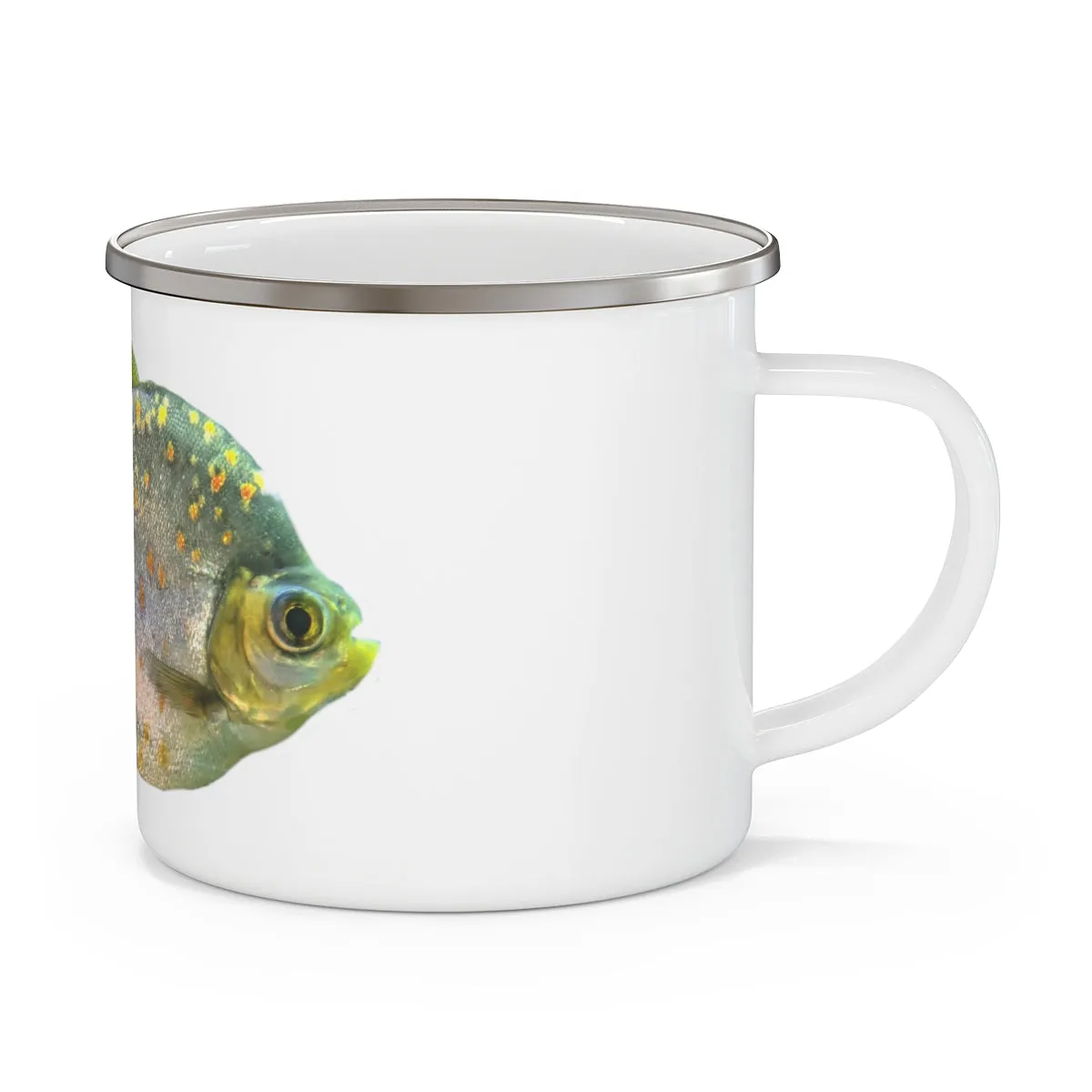 Silver and Spec Fish Enamel Camping Mug