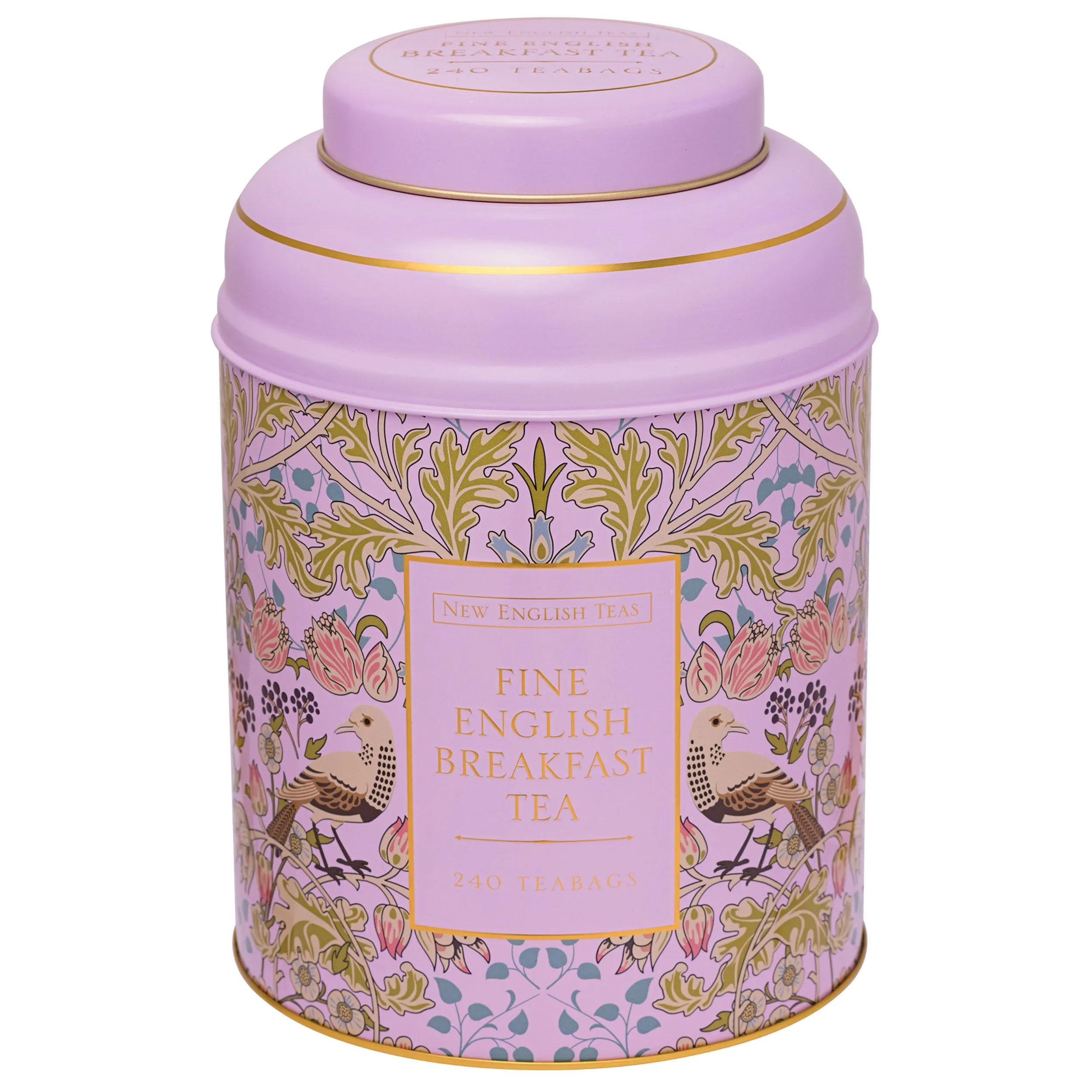 Song Thrush & Berries Deluxe Tea Caddy - Pink