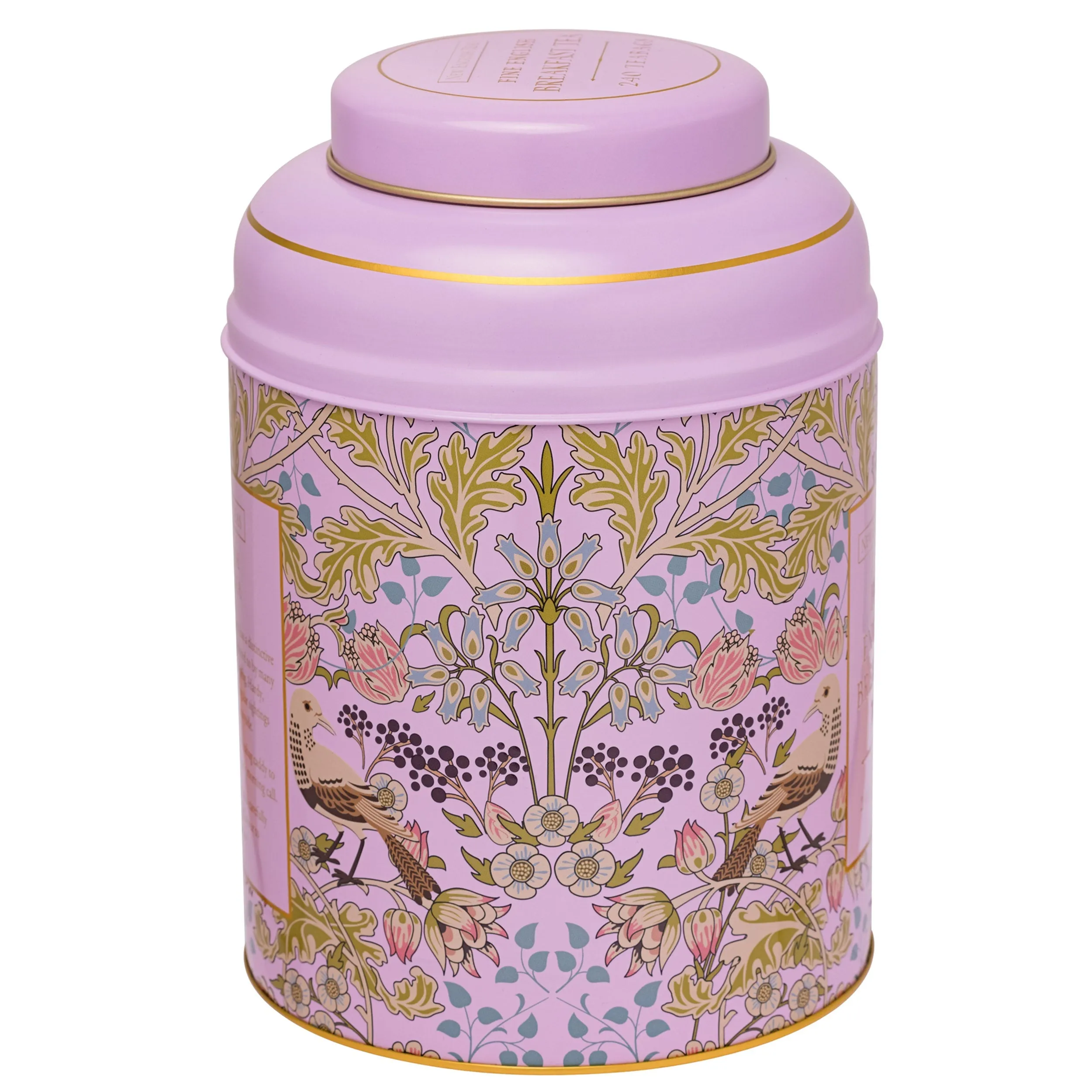 Song Thrush & Berries Deluxe Tea Caddy - Pink