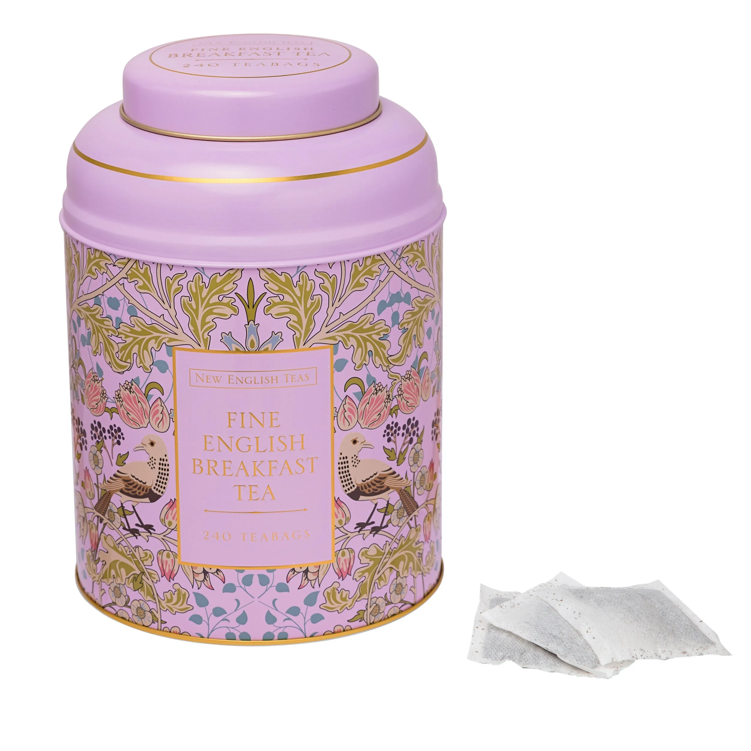 Song Thrush & Berries Deluxe Tea Caddy - Pink