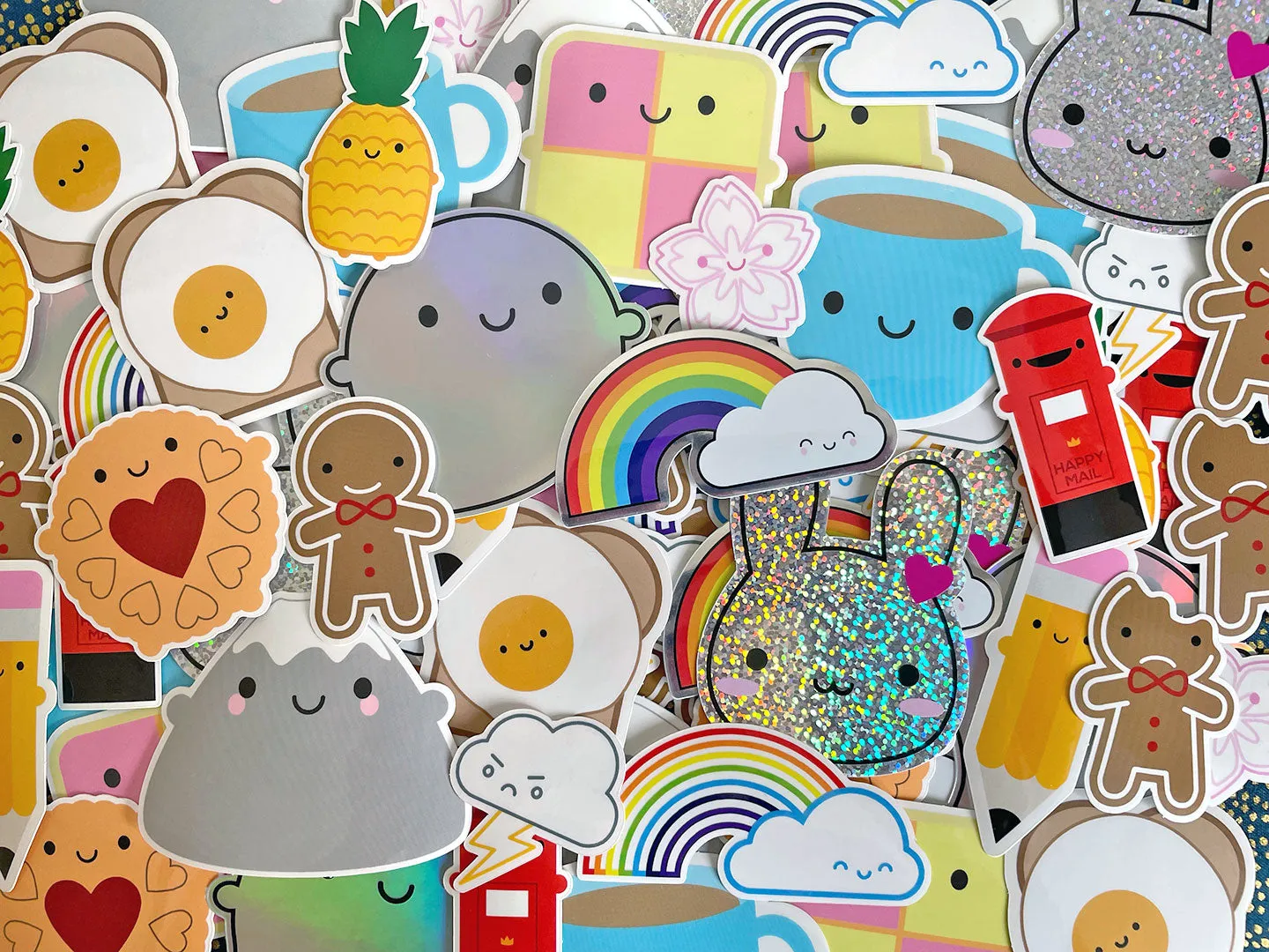 Tea & Battenberg Cake Kawaii Vinyl Stickers